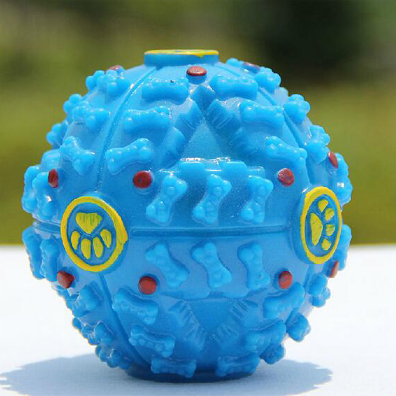 7.5cm Giggle Ball Pet Dog Tough Treat Training Chew Sound Activity Toy - Blue