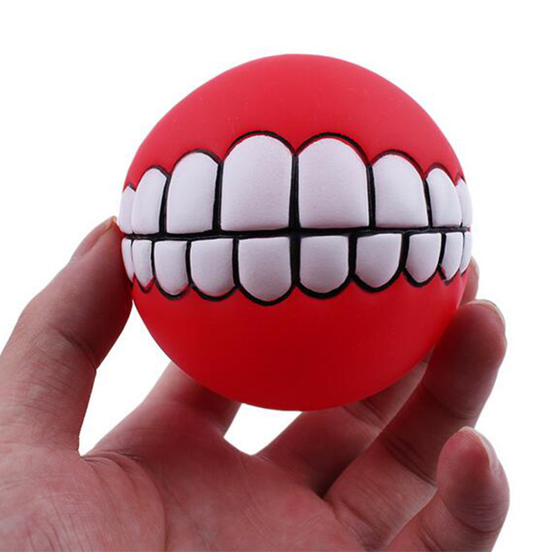 7.5cm Pet Dog Teeth Ball Toy Chew Squeaky Sound Dogs Play Toys Random Color
