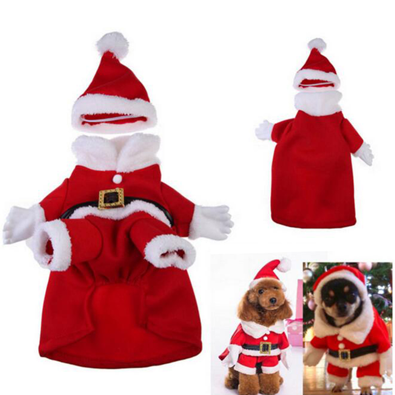 Pet Christmas Red and White Clothes Costume with Hat Set Apparel Puppy Dog Size XS
