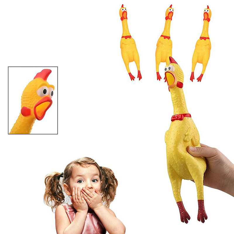 Squeak Rubber Yellow Chicken product Screaming Chew Gift Medium Size