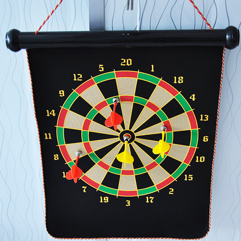 Roll-Up Magnetic Dart Board with 4 Darts Set Home Travel Games