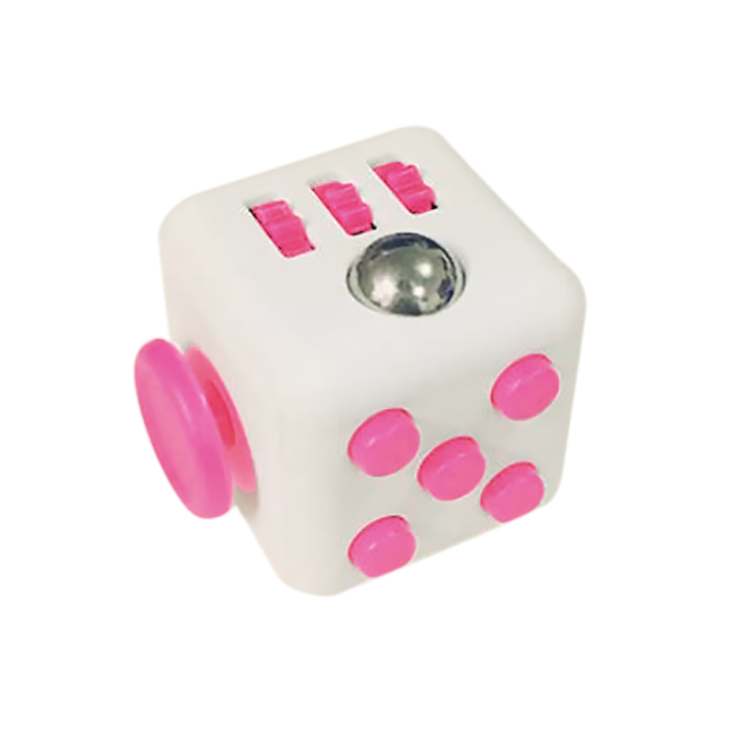 Fidget Cube Relieves Stress Anxiety Desk product for Children Adults - White + Rose Red