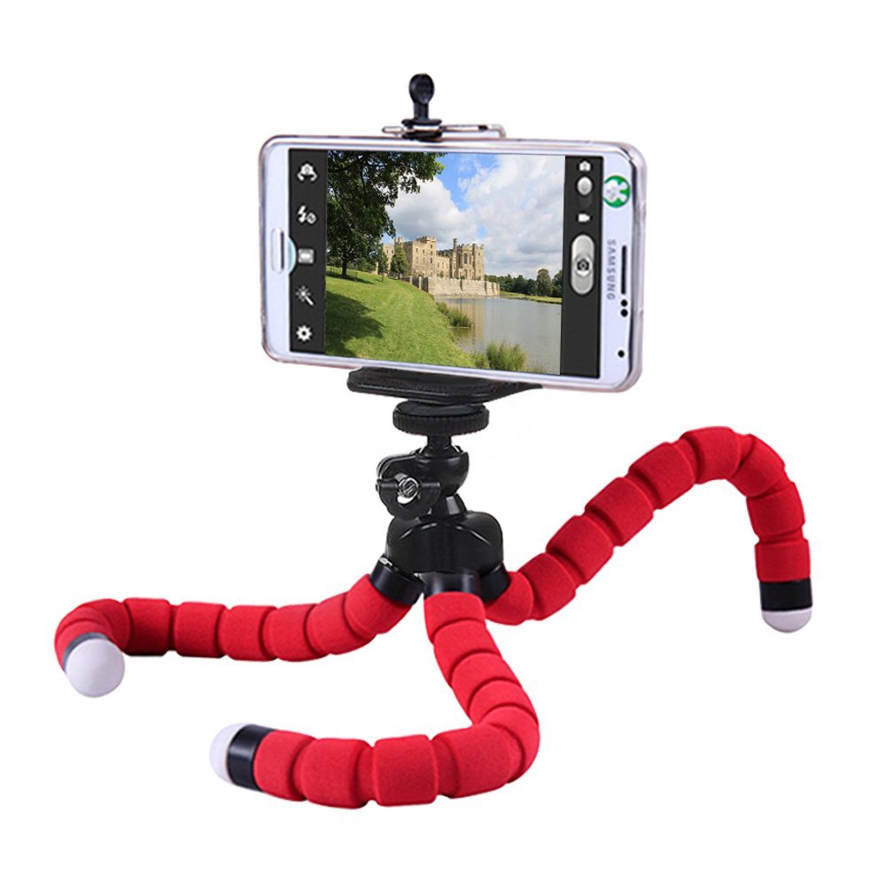 Octopus Mini TriPod Stand Grip Holder Mount Mobile Phones Cameras Holder Gadgets - Red