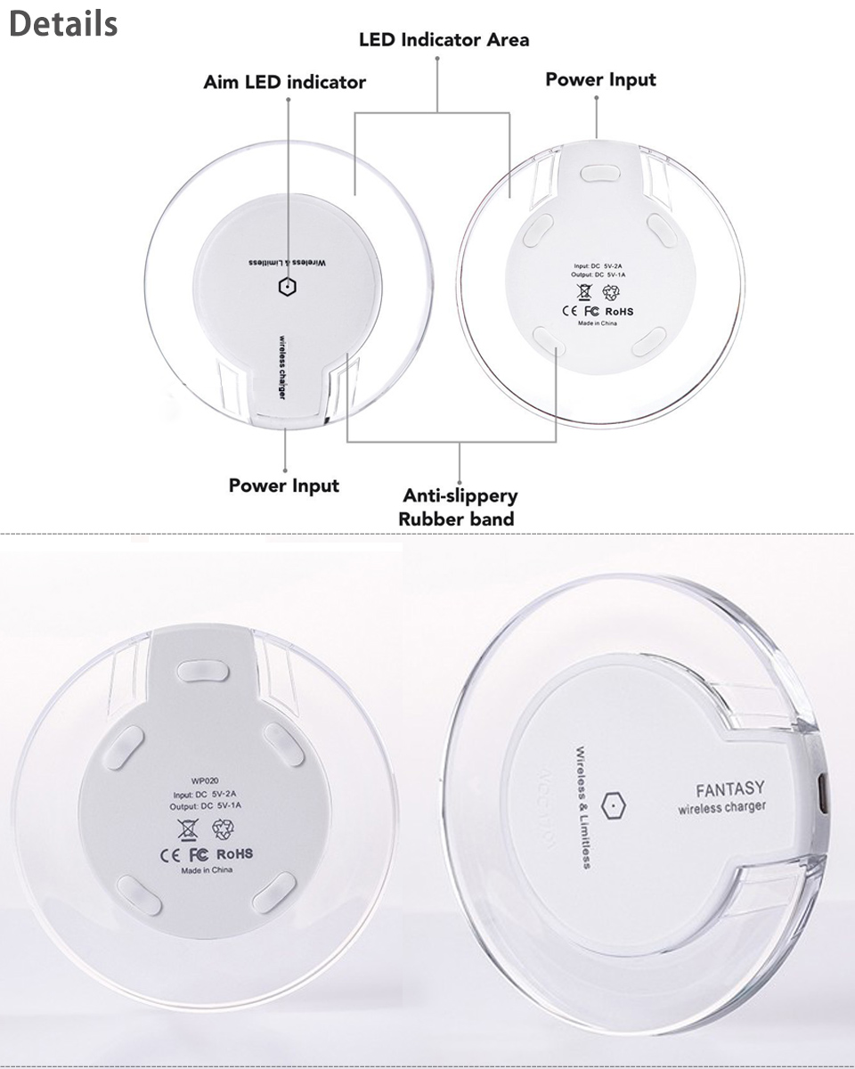 Qi Wireless Charger Charging Pad Station for iPhone Samsung Smartphone - White