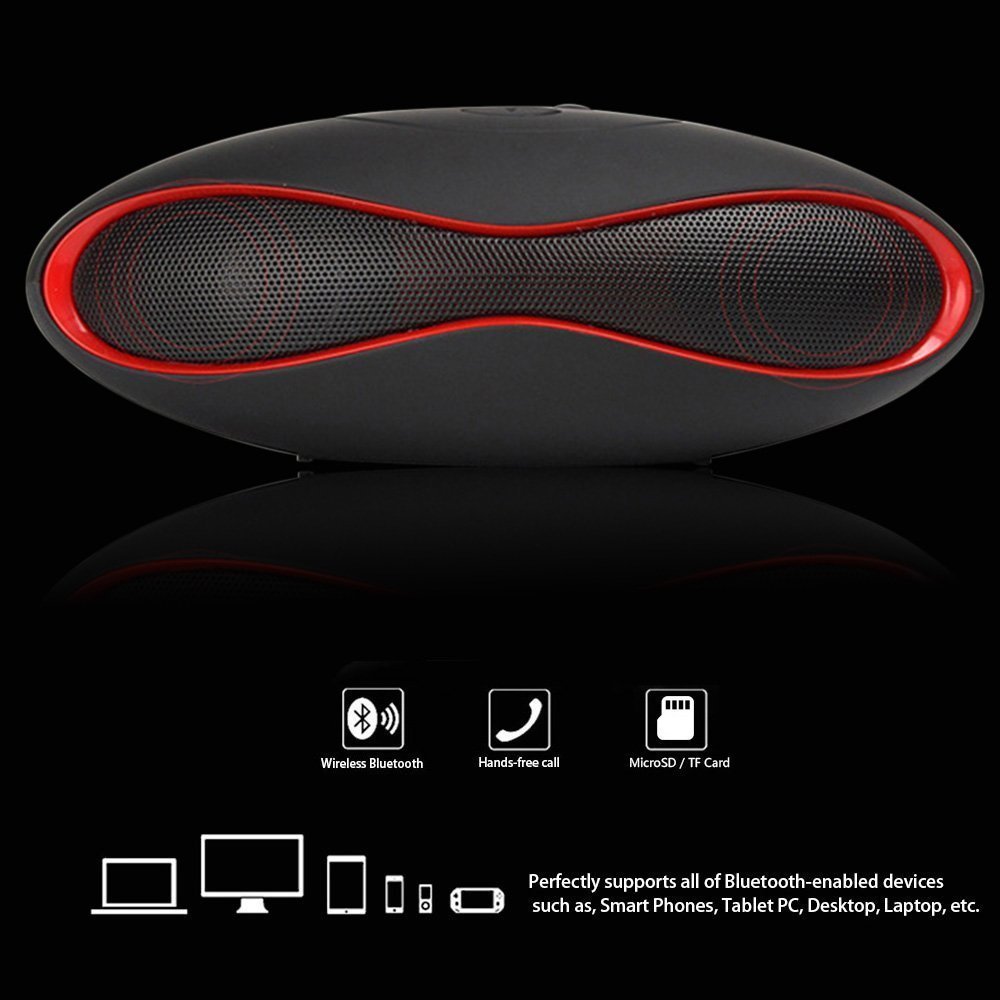 Small Rugby Bluetooth Speaker Music Wireless SD-Card Stereo MP3 - Red