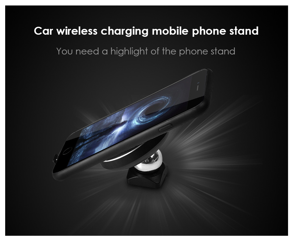Qi Wireless Car Charger 360 Degree Rotate Magnetic Car Mount Holder for Smartphones