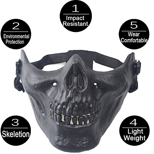 Skull CS Tactical Military Skeleton Half Face Mask Hunting Party Scary Halloween