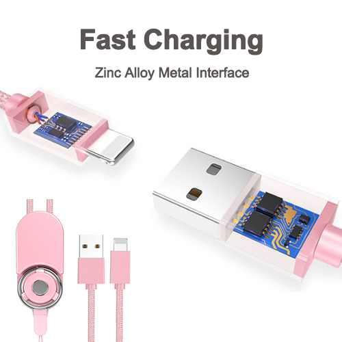 Double-sided USB Cable 2-in-1 Micro USB 8 pin Charge Cable for iPhone X 8 Samsung