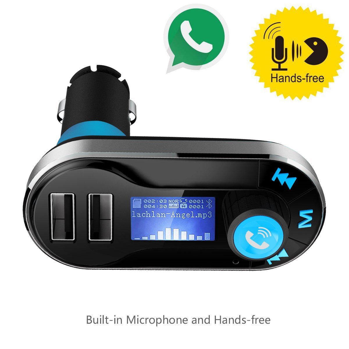 Wireless Bluetooth Dual USB Charger Handsfree Car MP3 Player FM transmitter - Silver
