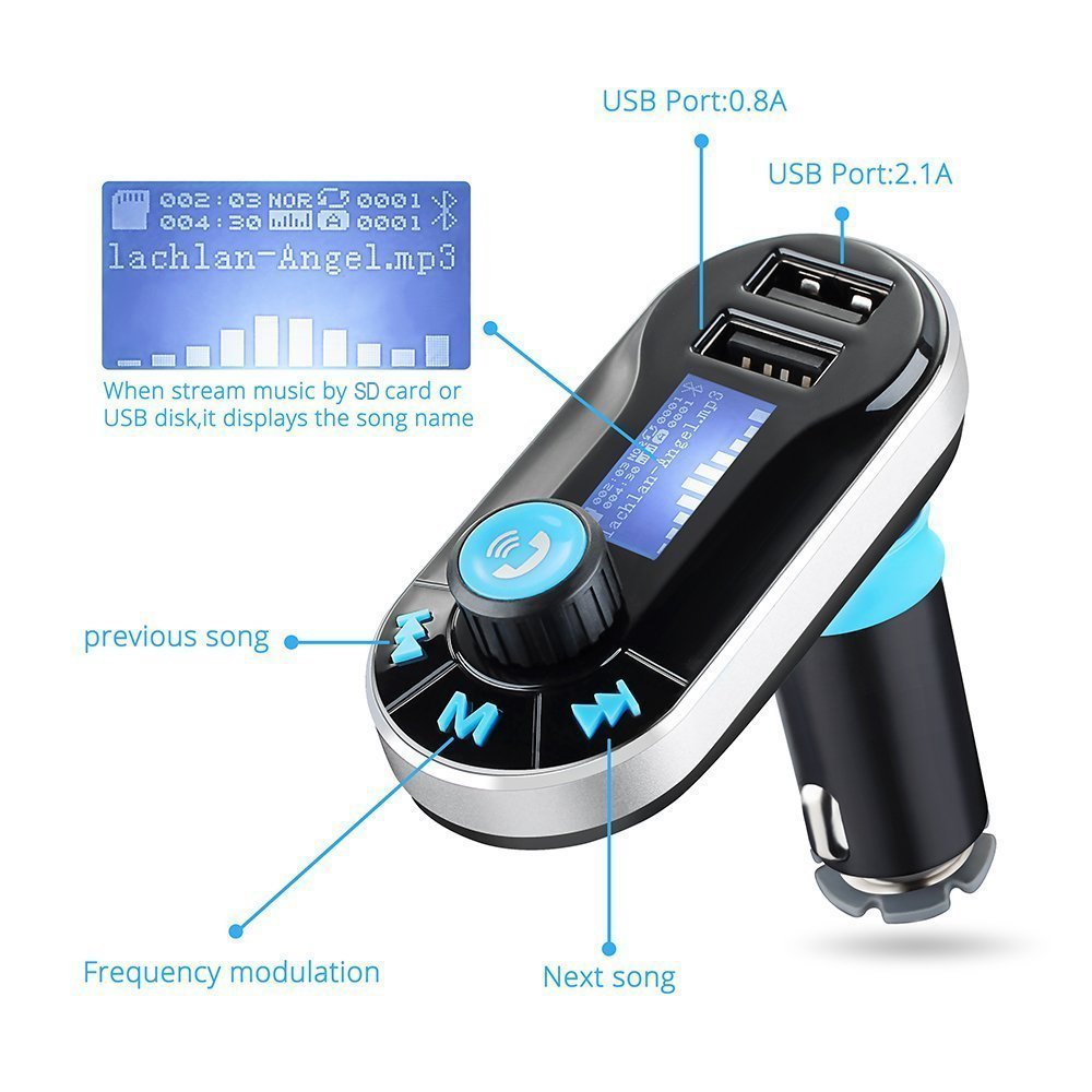 Wireless Bluetooth Dual USB Charger Handsfree Car MP3 Player FM transmitter - Silver