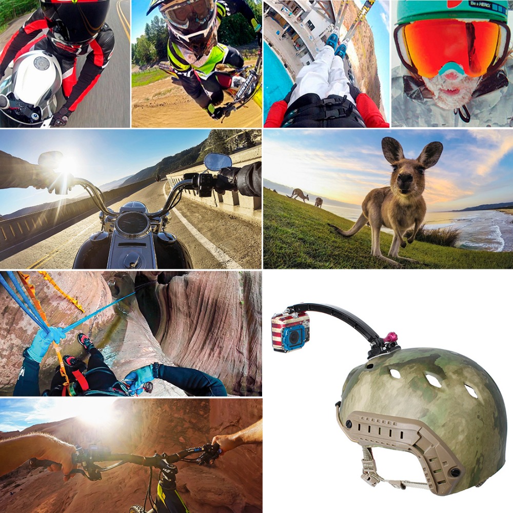 Motocross Ski Helmet Extension Arm Mount Kit for GoPro Session HERO4 /3+ /3 /2