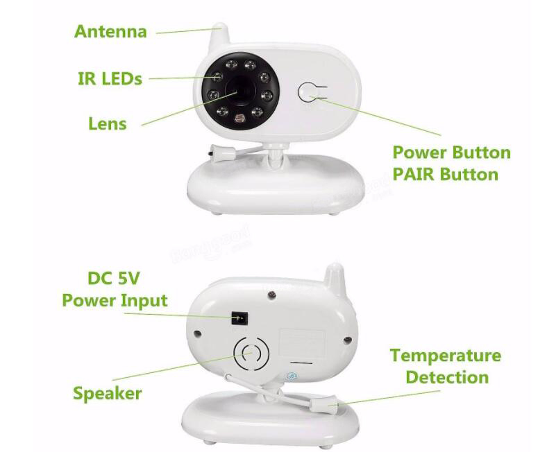 3.5inch Wireless Baby Monitor Security Audio Video Camera with Night Vision
