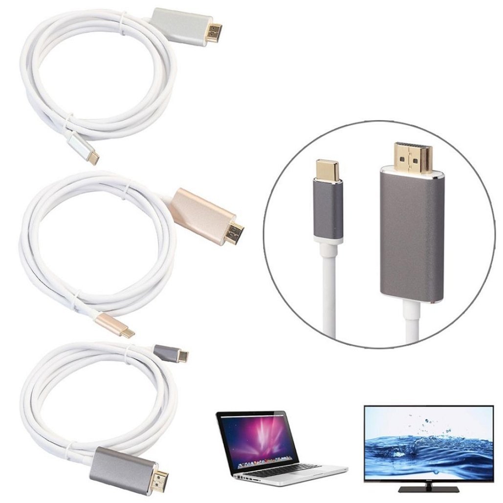 1.8m USB 3.1 Type-C Male to HDMI Male Cable HDTV Video Adapter Cable - Gold