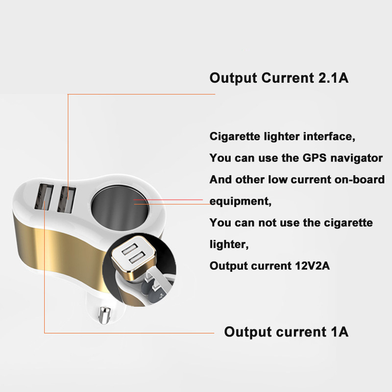 12-24v Car Cigarette Lighter Socket Dual USB Ports Charger Adaptor