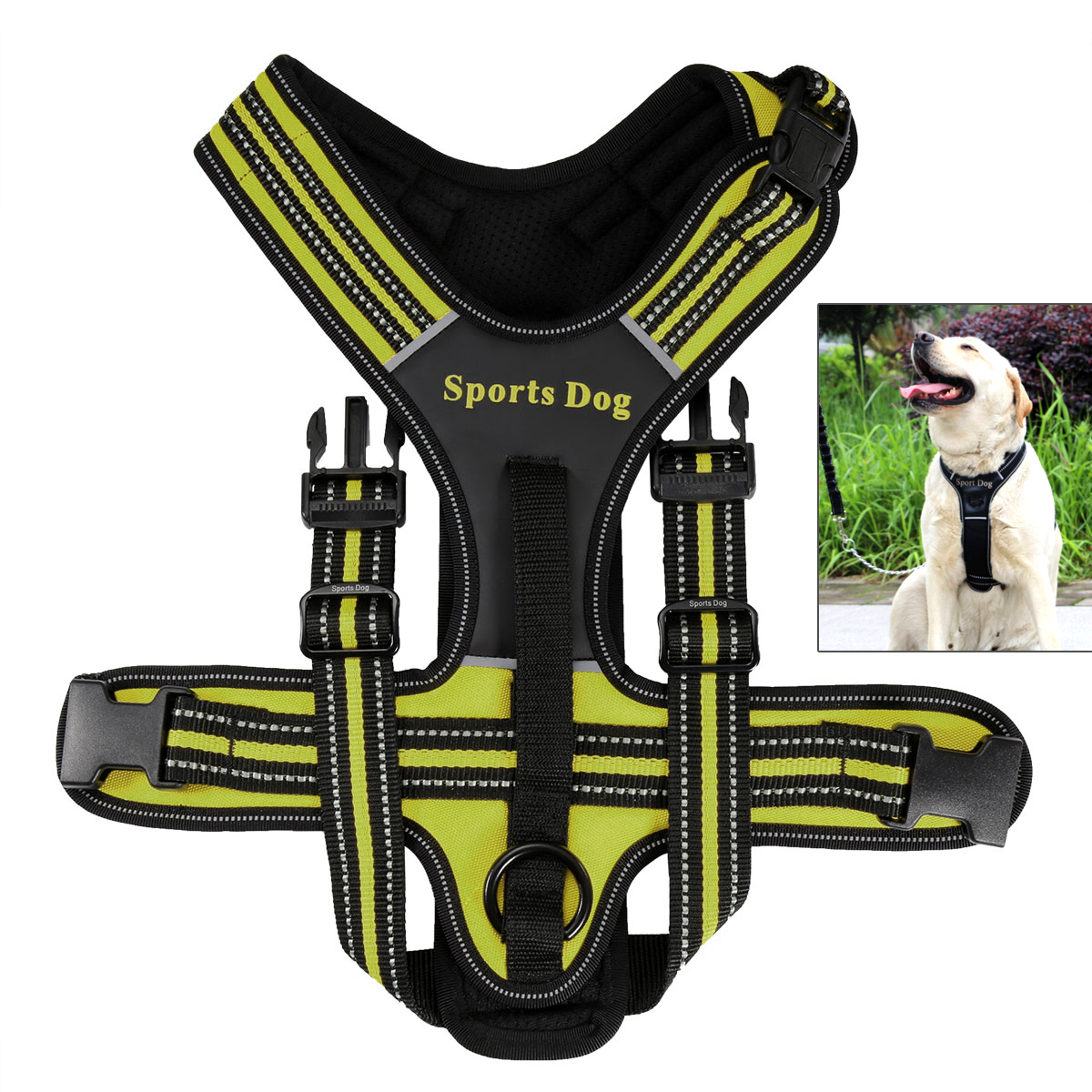Pet Dog Soft Padded Non Pull Dog Harness Walking Vest Chest Size M - Green