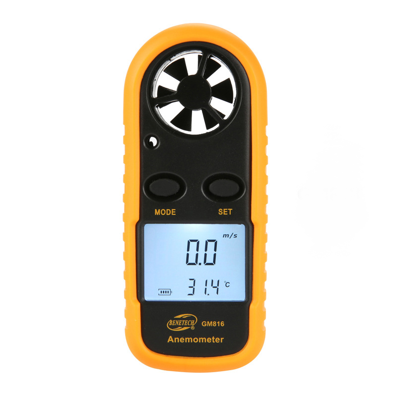 Digital Hand-held Wind Speed Gauge Meter GM816 30m/s (65MPH) Scale Anemometer Thermometer