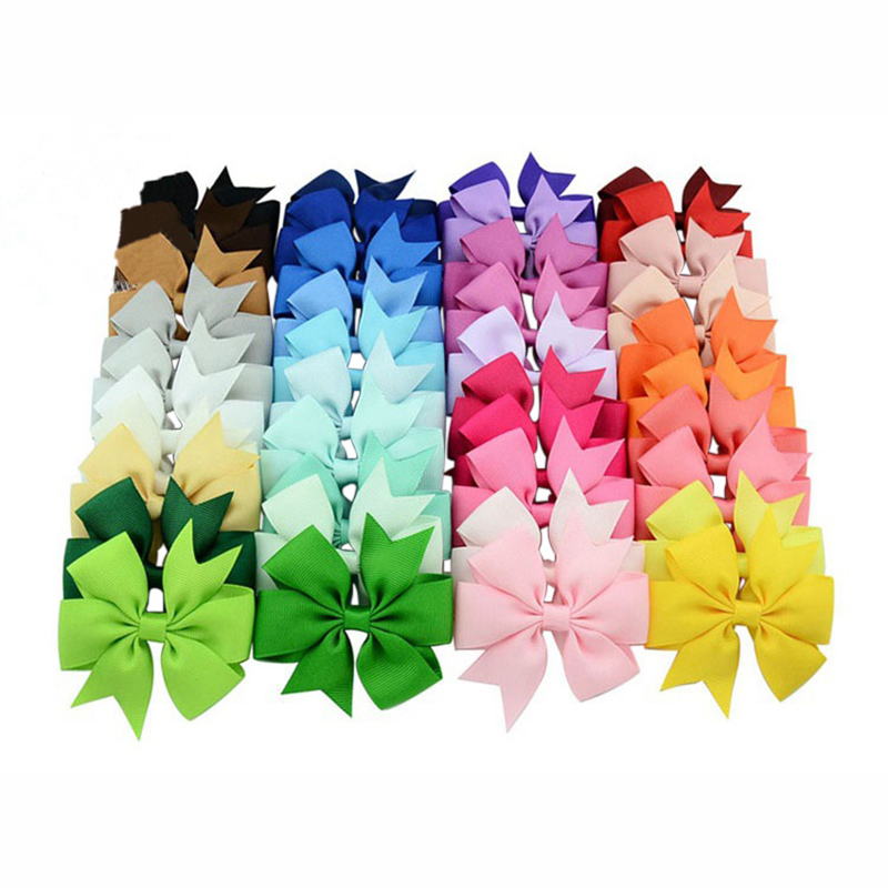 40pcs Big Bows Boutique Hair Pin Grosgrain Clips Hair Decor Bow Tie for Girls Assorted Color