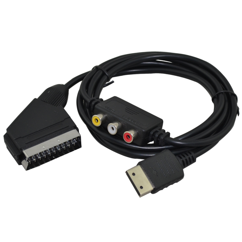 1.8M PS2 Scart RGB Cable Cord Scart Cable with AV Box Adapter