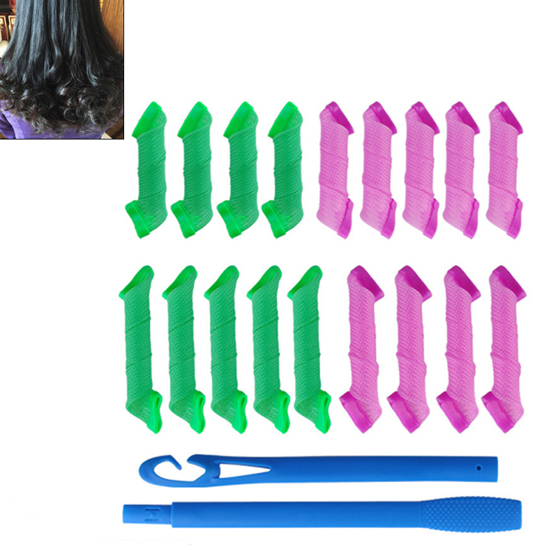 12PCS Magic Circle Twist Rollers Spiral DIY Hair Curlers Styling Tools Curler Assorted Colour - Model A