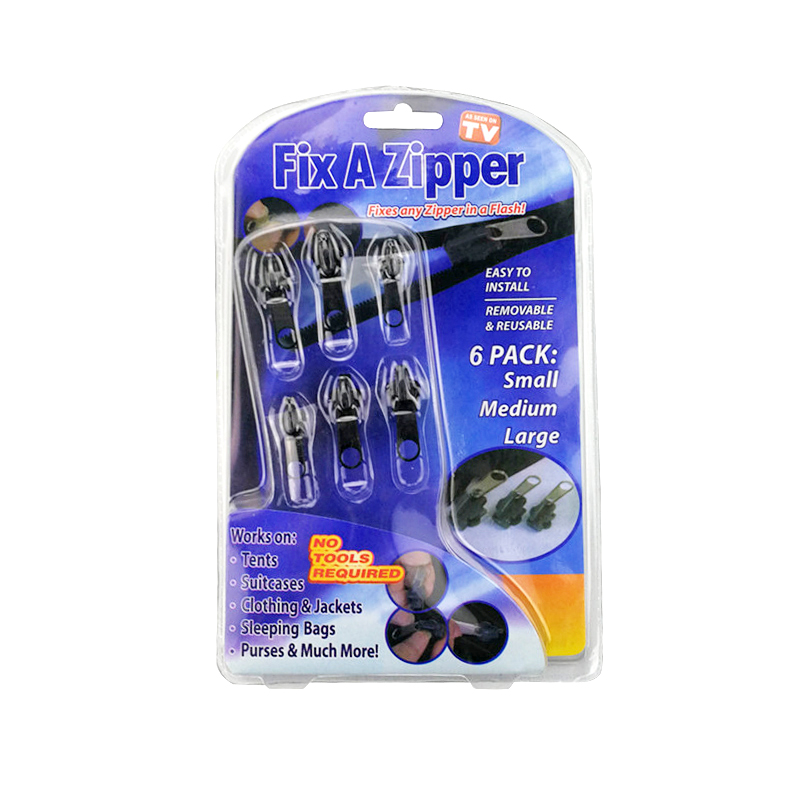 6pcs Zipper Repair Kit 3 Different Size Zipper Puller Fix Zipper for Repair Tool - Black