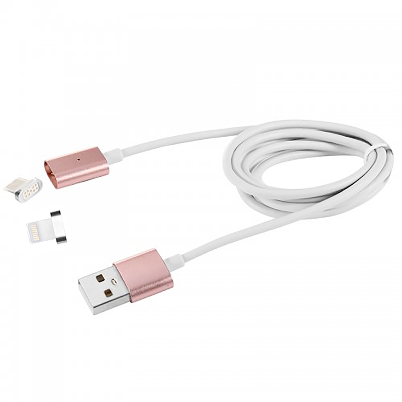 Android V8/8Pin Adapter Magnetic Charge Data Cable for Huawei iPhones - Rose Gold