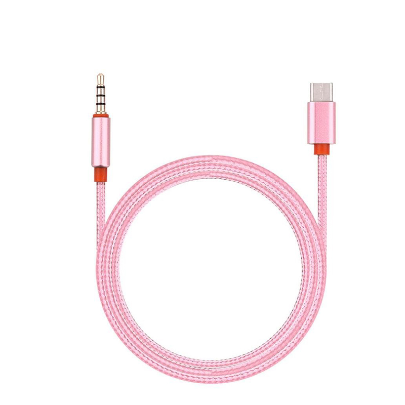 1M USB 3.1 Type-C to 3.5mm Earphone Stereo AUX Audio Cable Adapter for Letv - Rose Gold