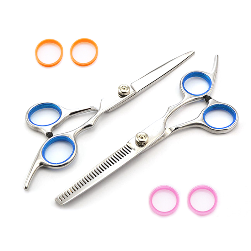Professional Salon Hairdressing Hair Cutting Thinning Barber Scissors Set with 4 Finger Inserts