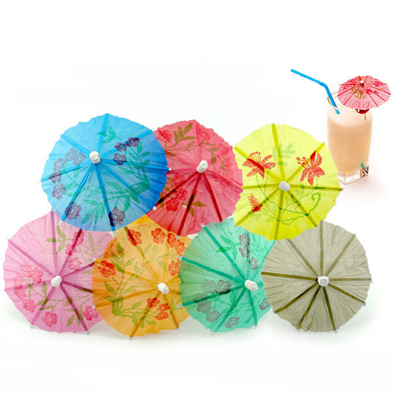 Mixed Colour Paper Cocktail Umbrellas Drink Parasols Picks for Party Drinks