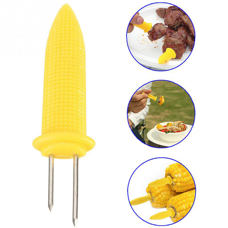12 Stainless Steel Corn On the Cob Holders BBQ Prongs Skewers Froks for Party