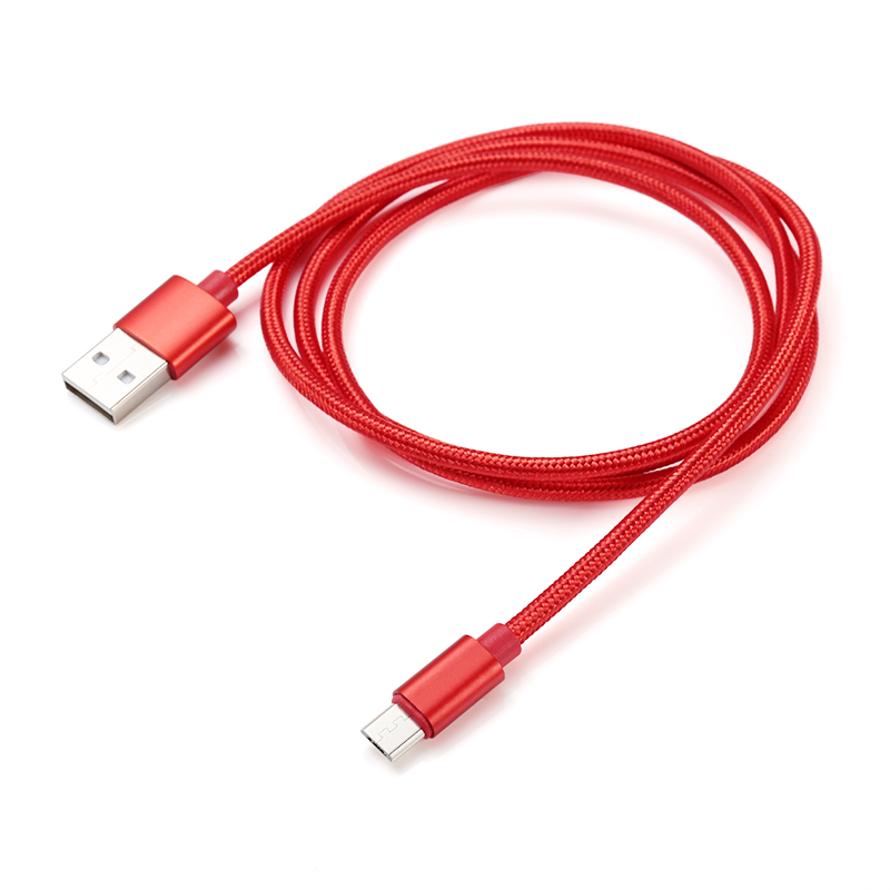 1m High Quality Knit Weave Braid Micro USB Data Cable for Samsung Android Smartphones - Red