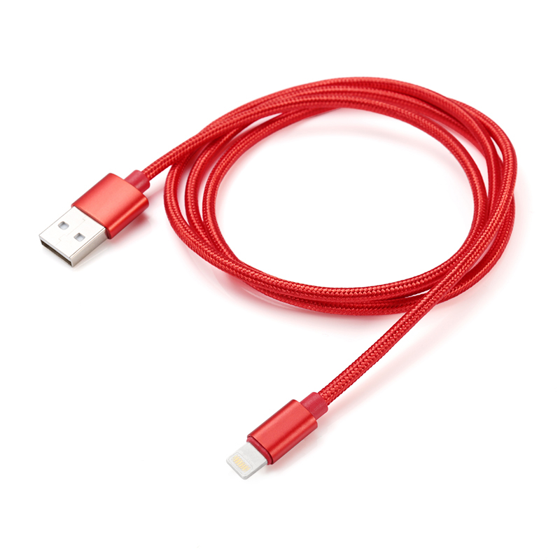 1m High Quality 8Pin Charge Cable Knit Braid Woven Data Sync Charger for iPhone 6 6S 7 - Red