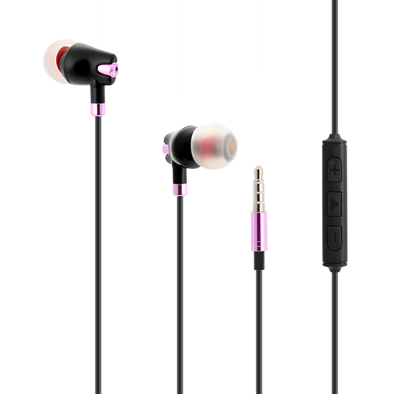 Universal 3.5mm Earphones In-Ear Headset with Remote Mic MP3 Function for iPhone Samsung - Black + Rose Gold