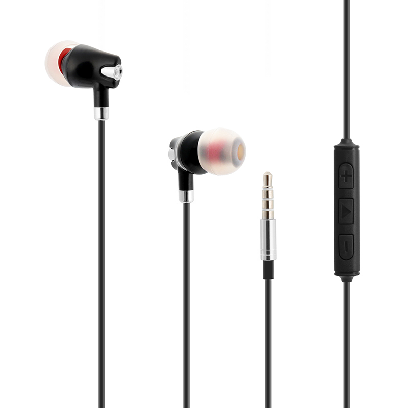 Universal 3.5mm Earphones In-Ear Headset with Remote Mic MP3 Function for iPhone Samsung - Black + Silver