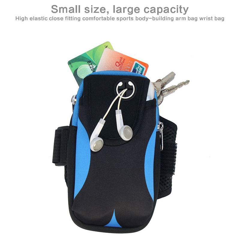 5.5inch Double Layer Sports Armbands with External Headphone Jack Case for Smartphone - Black + Blue
