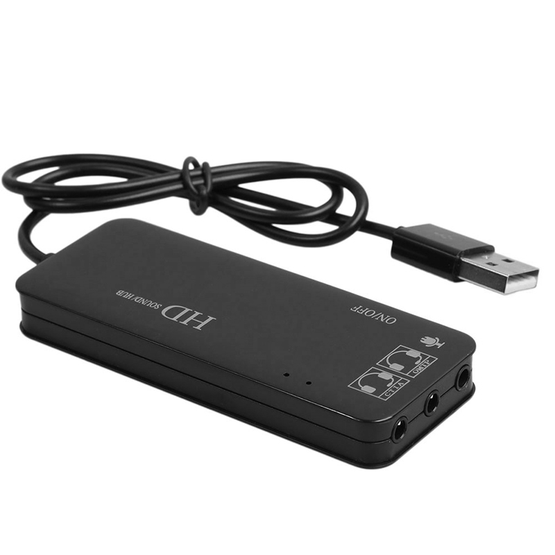 Multifunctional USB 2.0 Hub with Sound Card Adapter Hub for PC Laptop - Black