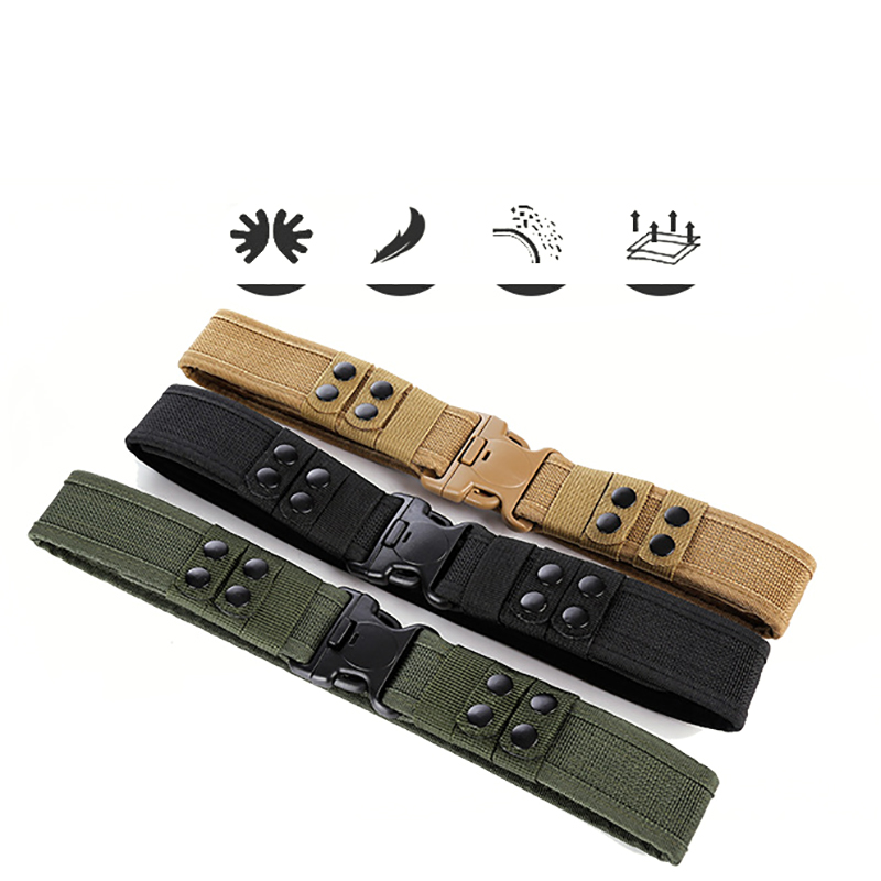 Heavy Duty Belt Police Army Security Guard Utility Quick Release Canvas Belt - Khaki