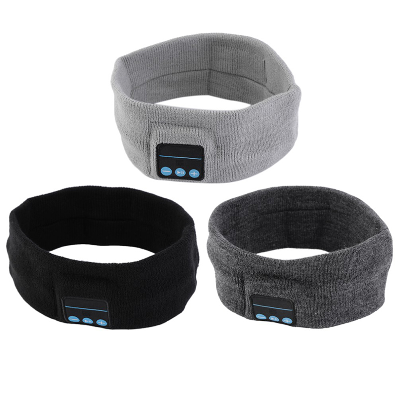 Bluetooth Wireless Headset Smart Wearable Headphone Stereo Music Headband with Mic for Smartphones - Black