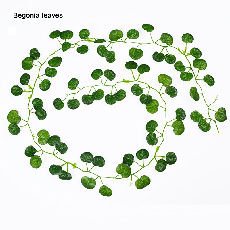 12pcs Artificial Ivy Leaf Garland Plants Fake Foliage Flowers for Home Decoration - Begonia Leaf