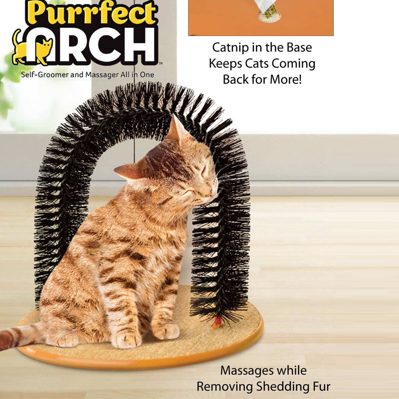 Puppy Cat Massaging Scratcher Pet Arch Self Grooming Groomer Bristles Scratching Tool