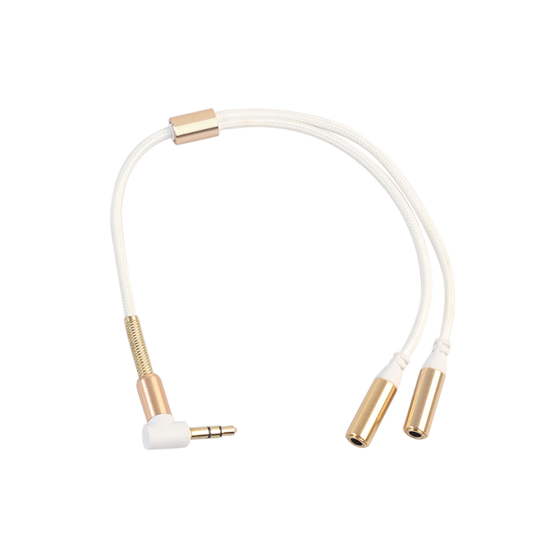 3.5mm Stero Aux Audio Cable Male to 2 Female Y Splitter Cable for Smartphone Tablet PC - White