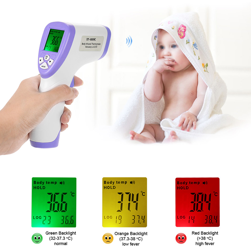 Digital Thermometer Baby Adult Forehead Non-contact Infrared Thermometer with LCD Backlight - Purple