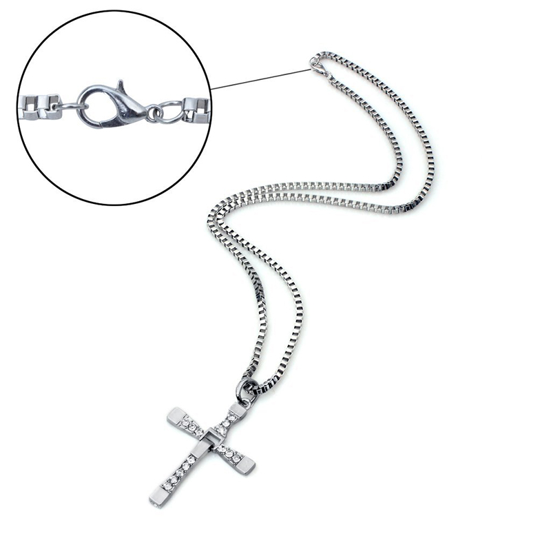 Unisex Stainless Steel Cross Pendant Chain Necklace for Men and Women - Silver