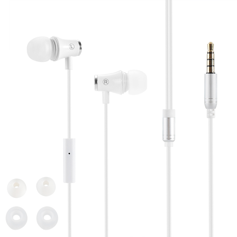 In-Ear Earphone 3.5mm Headphone Headset with Earbuds for iPhone Samsung - White