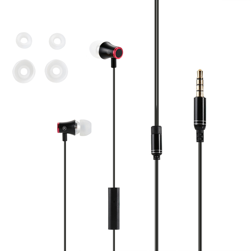 In-Ear Earphone 3.5mm Headphone Headset with Earbuds for iPhone Samsung - Black