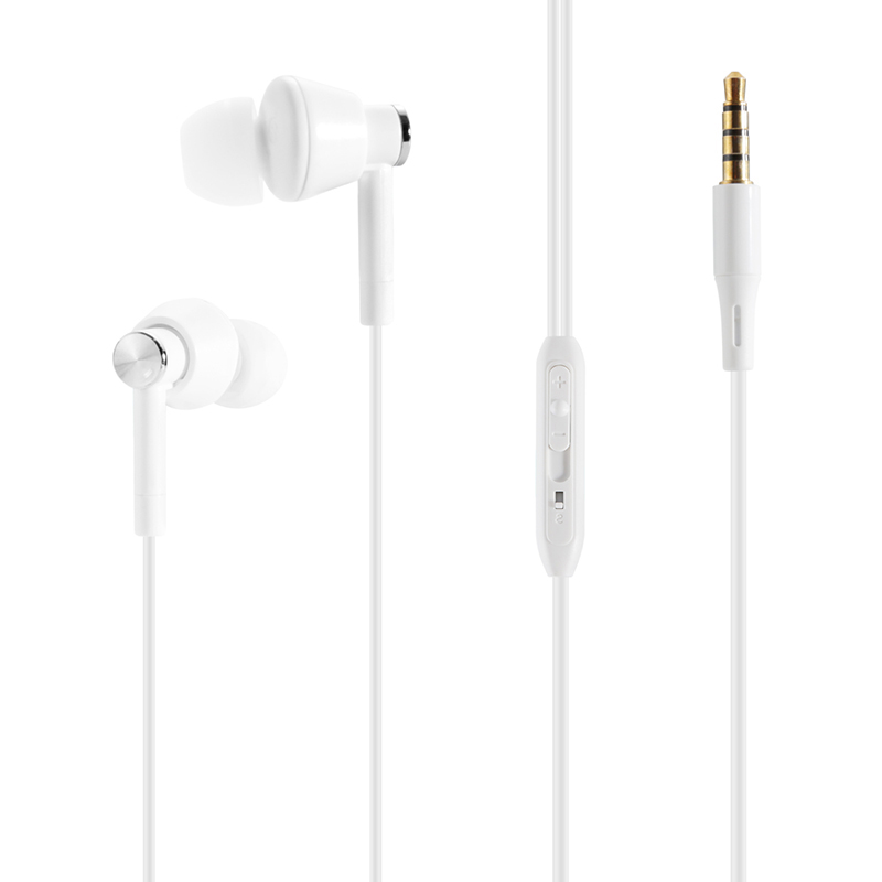 In-Ear Wired Microphone Headset Earphone 3.5mm Headphone for Apple iPhone Samsung - White