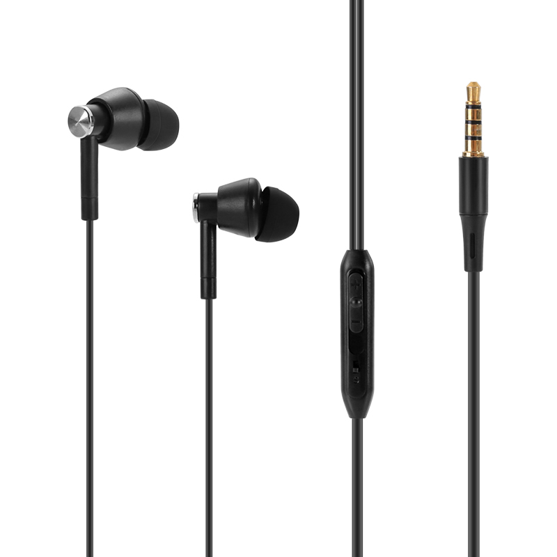 In-Ear Wired Microphone Headset Earphone 3.5mm Headphone for Apple iPhone Samsung - Black