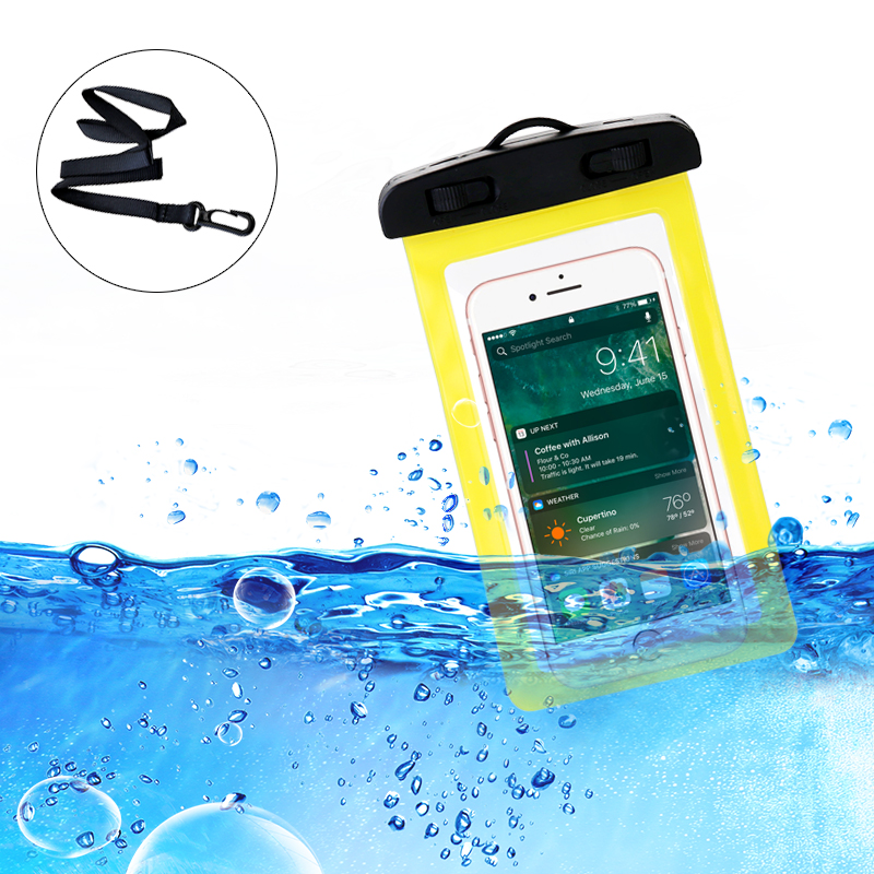 6inch Universal Waterproof Phone Case Dry Pouch Underwater Mobile Cases Bag Cover - Yellow