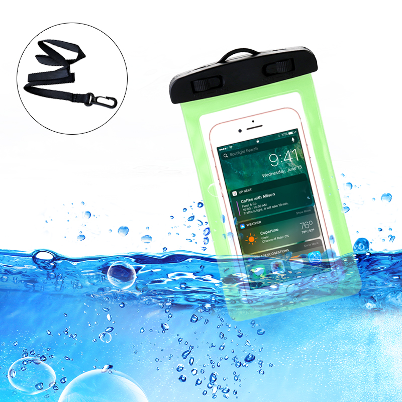 6inch Universal Waterproof Phone Case Dry Pouch Underwater Mobile Cases Bag Cover - Green