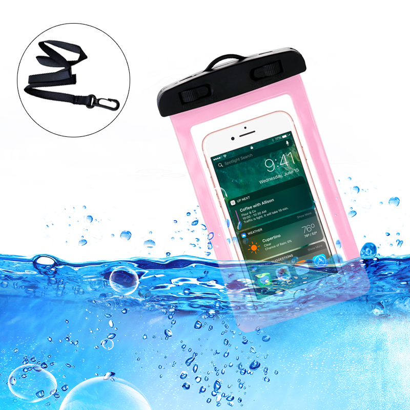 6inch Universal Waterproof Phone Case Dry Pouch Underwater Mobile Cases Bag Cover - Pink