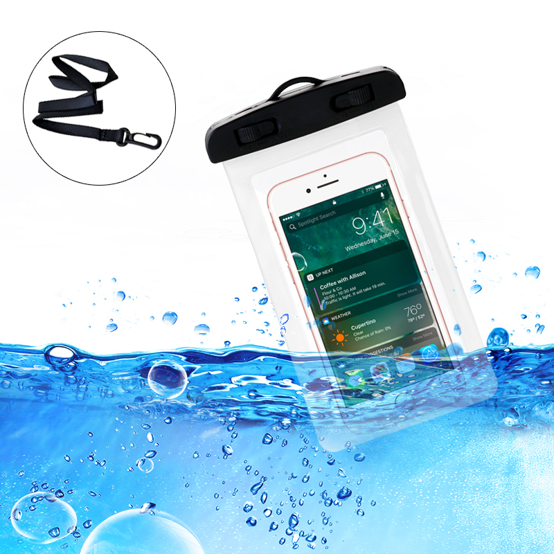6inch Universal Waterproof Phone Case Dry Pouch Underwater Mobile Cases Bag Cover - Transparent